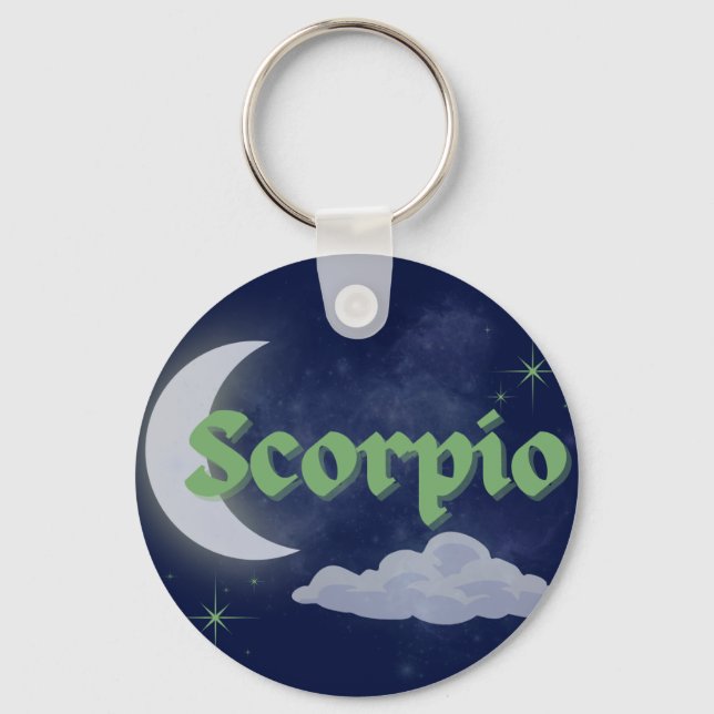 Scorpio Celestial Aesthetic Dreamy Moon Cloud Star Key Ring (Front)