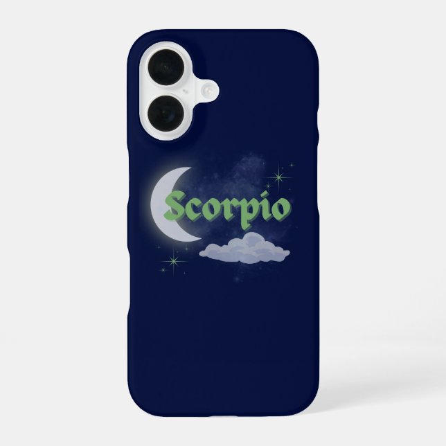 Scorpio Celestial Moon Cloud Stars Astrology Art iPhone 16 Case (Back)