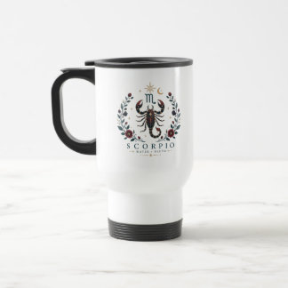 Scorpio Celestial Scorpion Floral Zodiac Travel Mug
