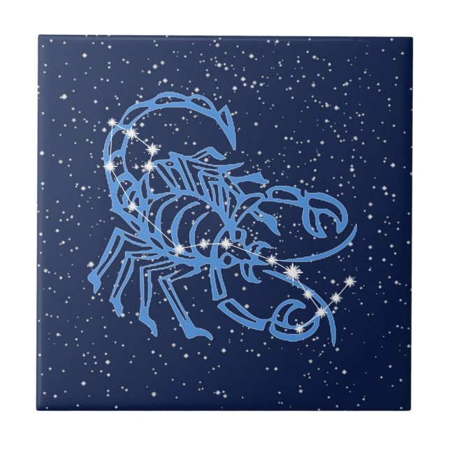 Scorpio Constellation and Sun Sign with Stars Tile (Front)