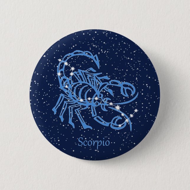 Scorpio Constellation and Zodiac Sign with Stars 6 Cm Round Badge (Front)