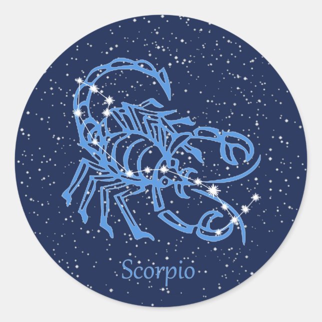 Scorpio Constellation and Zodiac Sign with Stars Classic Round Sticker (Front)
