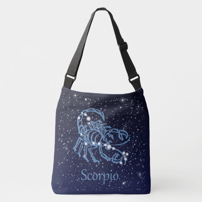 Scorpio Constellation and Zodiac Sign with Stars Crossbody Bag (Front)