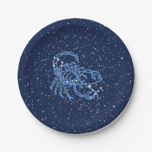 Scorpio Constellation and Zodiac Sign with Stars Paper Plate