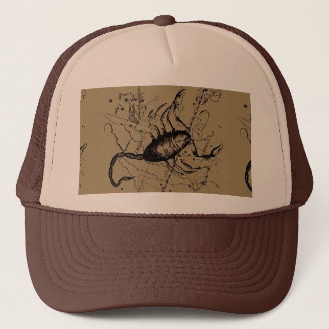 Scorpio Constellation Hevelius 1690 Engraving Trucker Hat (Front)