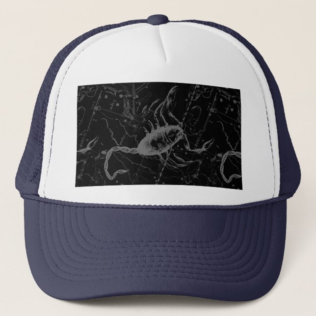 Scorpio Constellation Hevelius 1690 Engraving Trucker Hat (Front)