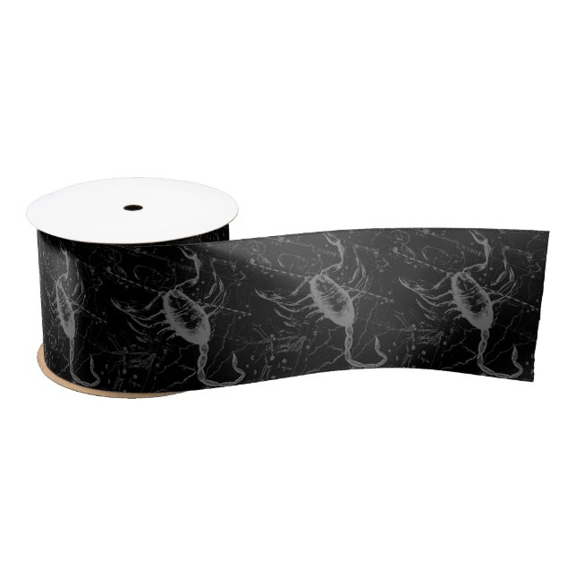 Scorpio Constellation Hevelius 1690 on Black Satin Ribbon (Spool)