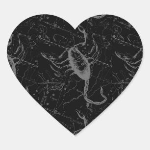 Scorpio Constellation Hevelius 1690 Vintage Black Heart Sticker