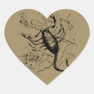 Scorpio Constellation Hevelius circa 1690 Vintage Heart Sticker