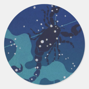 Scorpio Constellation, Vintage Zodiac Astrology Classic Round Sticker