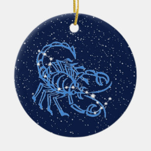 Scorpio Constellation & Zodiac Sign with Stars Ceramic Tree Decoration