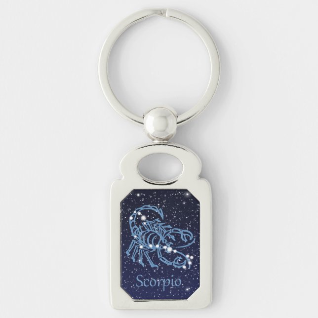 Scorpio Constellation & Zodiac Sign with Stars Key Ring (Front)