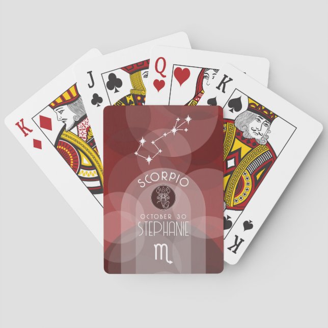 Scorpio Custom Birthday - Zodiac - Modern Design Playing Cards (Back)