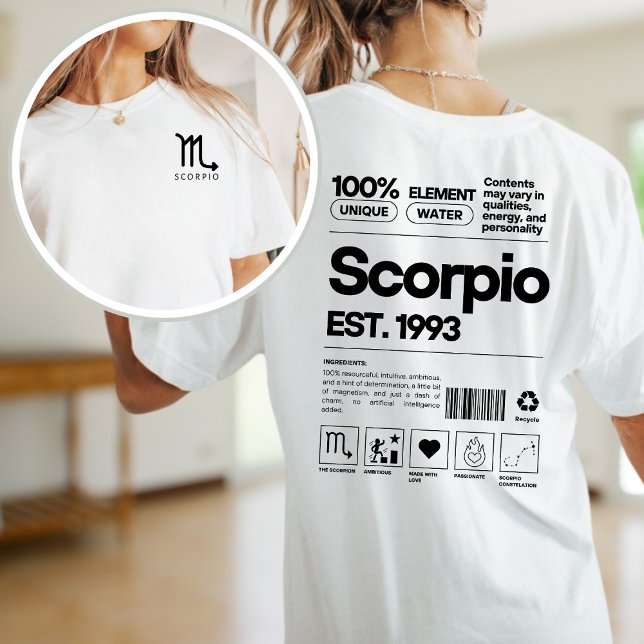 Scorpio Custom Zodiac Astrology Birthday November T-Shirt (Creator Uploaded)