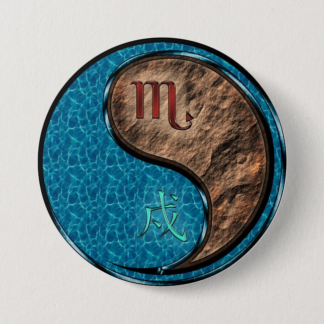 Scorpio & Earth Dog 7.5 Cm Round Badge (Front)