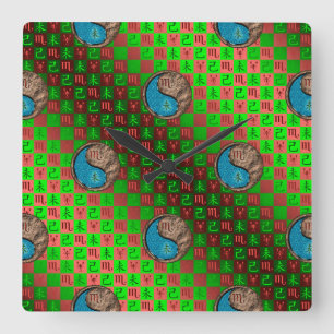 Scorpio & Earth Goat Square Wall Clock