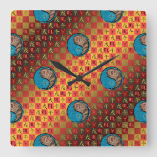 Scorpio & Earth Horse Square Wall Clock