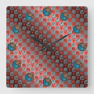 Scorpio & Earth Rabbit Square Wall Clock