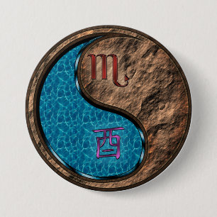 Scorpio & Earth Rooster 7.5 Cm Round Badge
