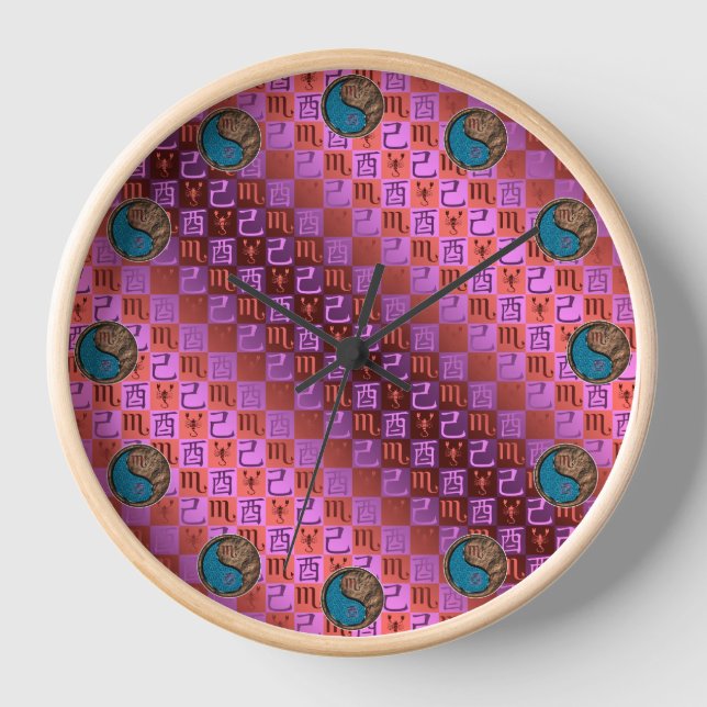 Scorpio & Earth Rooster Clock (Front)