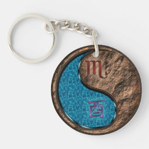 Scorpio & Earth Rooster Key Ring