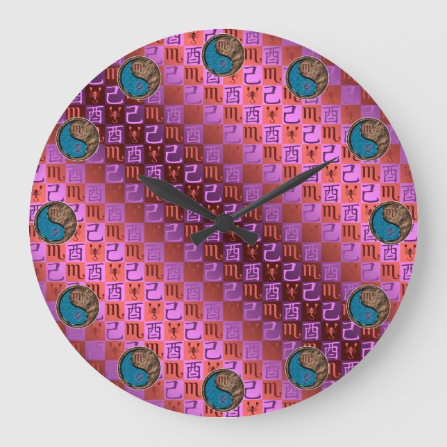 Scorpio & Earth Rooster Large Clock (Front)
