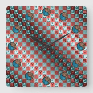 Scorpio & Earth Snake Square Wall Clock