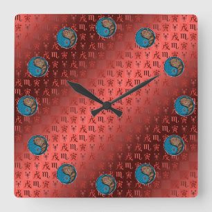 Scorpio & Earth Tiger Square Wall Clock
