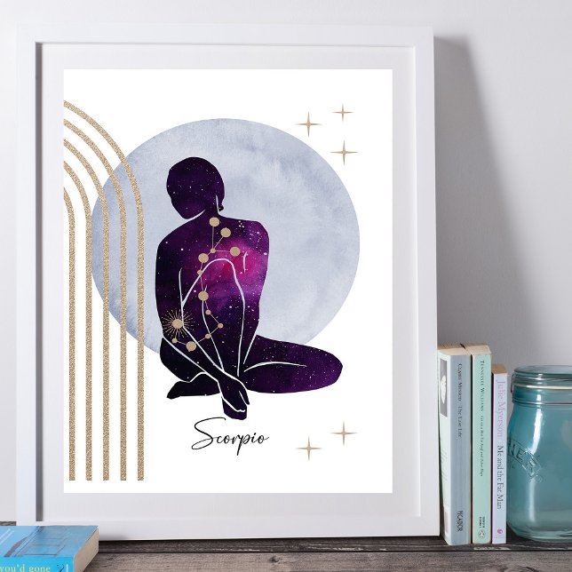 Scorpio Feminine Purple Gold Zodiac Design Poster (Creator Uploaded)