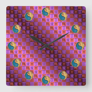 Scorpio & Fire Boar Square Wall Clock