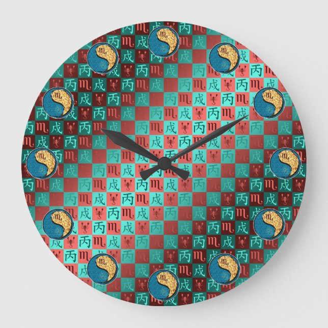 Scorpio & Fire Dog Large Clock (Front)