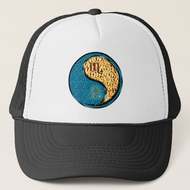 Scorpio & Fire Dragon Trucker Hat (Front)