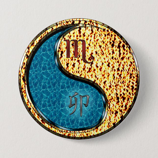 Scorpio & Fire Rabbit 7.5 Cm Round Badge (Front)