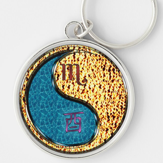 Scorpio & Fire Rooster Key Ring (Front)