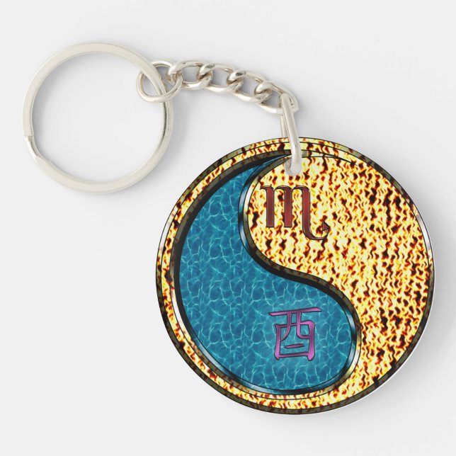 Scorpio & Fire Rooster Key Ring (Front)