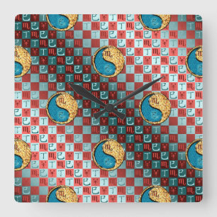 Scorpio & Fire Snake Square Wall Clock