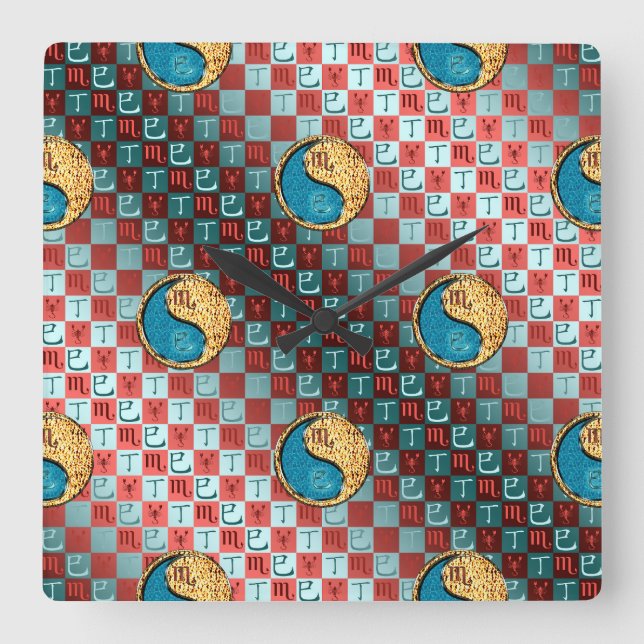 Scorpio & Fire Snake Square Wall Clock (Front)