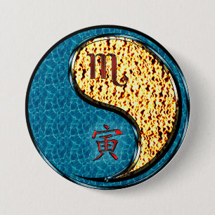 Scorpio & Fire Tiger 7.5 Cm Round Badge