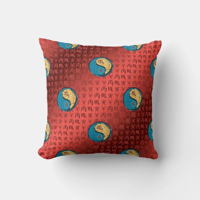 Scorpio & Fire Tiger Cushion (Front)
