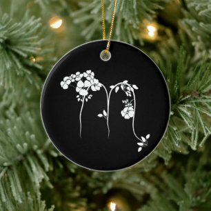Scorpio floral zodiac sign black ceramic tree decoration