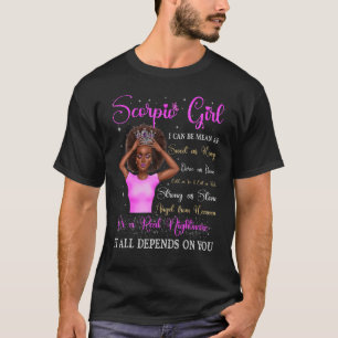 Scorpio Girl Black Queen Zodiac Birthday Afro Wome T-Shirt