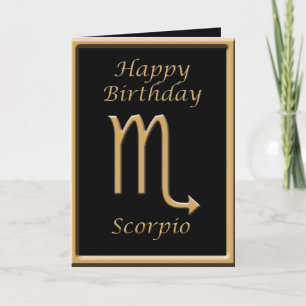 Scorpio Gold Symbol Black Birthday Greeting Card