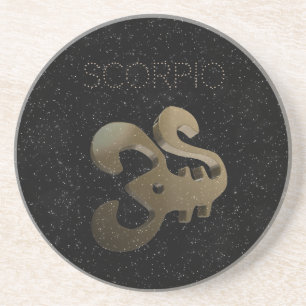 Scorpio golden sign coaster