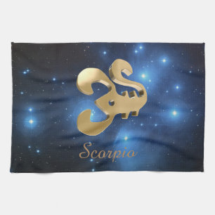 Scorpio golden sign tea towel