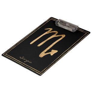 Scorpio hammered gold stylised astrology symbol  clipboard