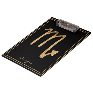 Scorpio hammered gold stylised astrology symbol  clipboard