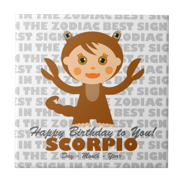 Scorpio Happy Birthday Tile (Front)