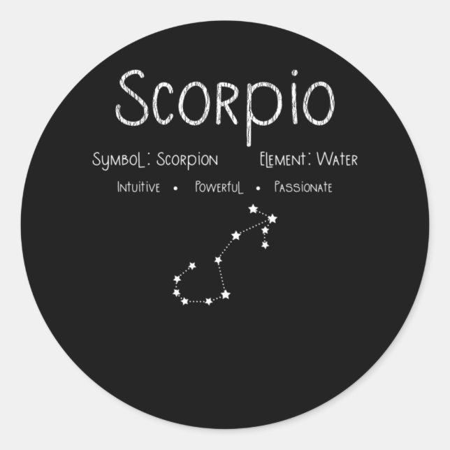 Scorpio Horoscope Astrology Star Sign Birthday Classic Round Sticker (Front)