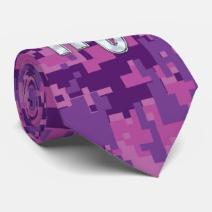 Scorpio Horoscope Sign on Pink Digital Camo Tie