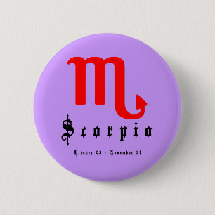 Scorpio, Horoscope, zodiac, astrology 6 Cm Round Badge